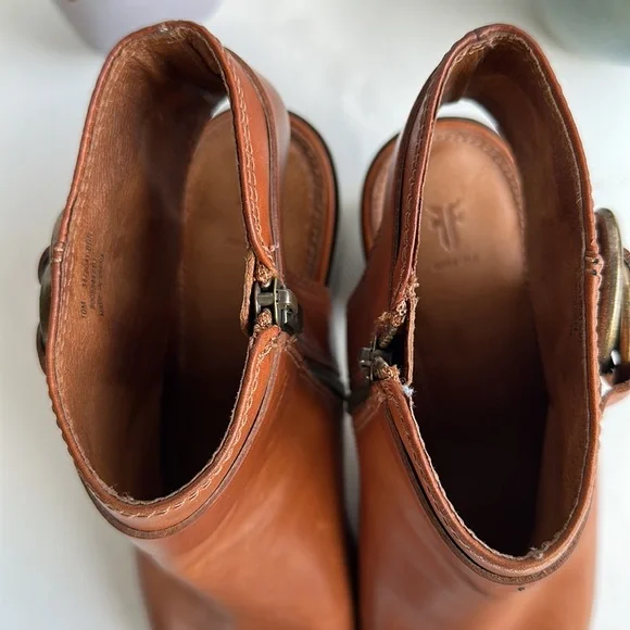 Frye Danica Harness Boot, Brown Smooth Vintage Leather, Sz 10 M - Picture 7 of 16